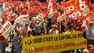 Demonstrace odborů v Madridu
