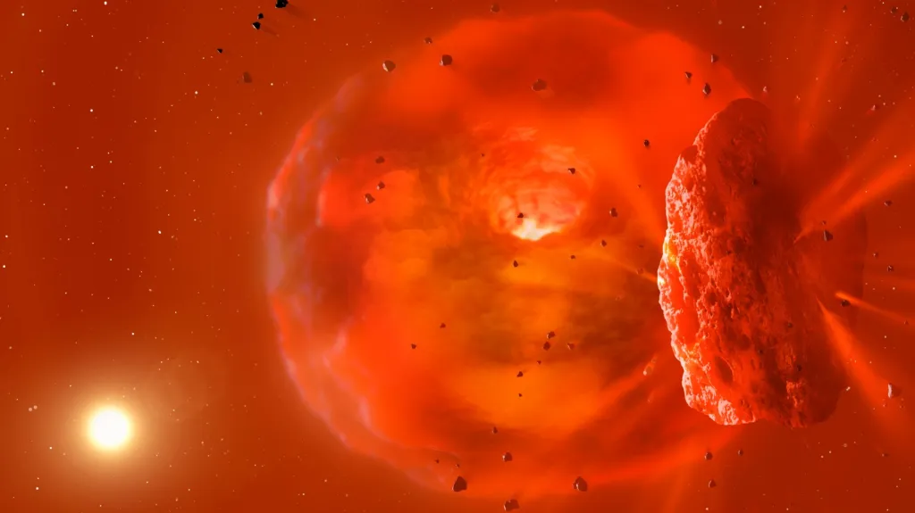 Vizualizace srážky dvou exoplanet