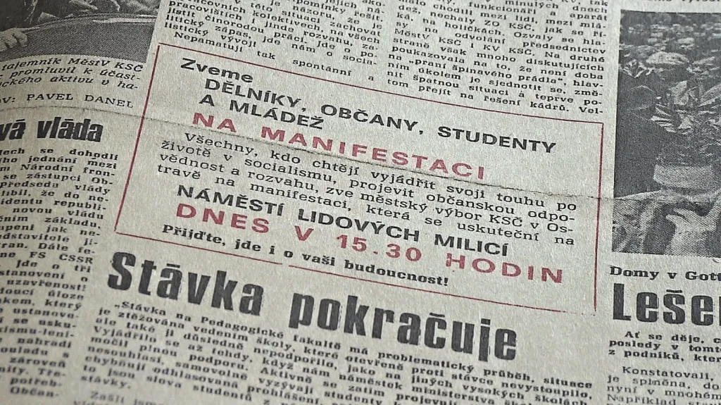 Pozvánka na shromáždění k podpoře KSČ
