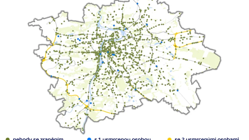 Osobní nehody v roce 2019 – Praha