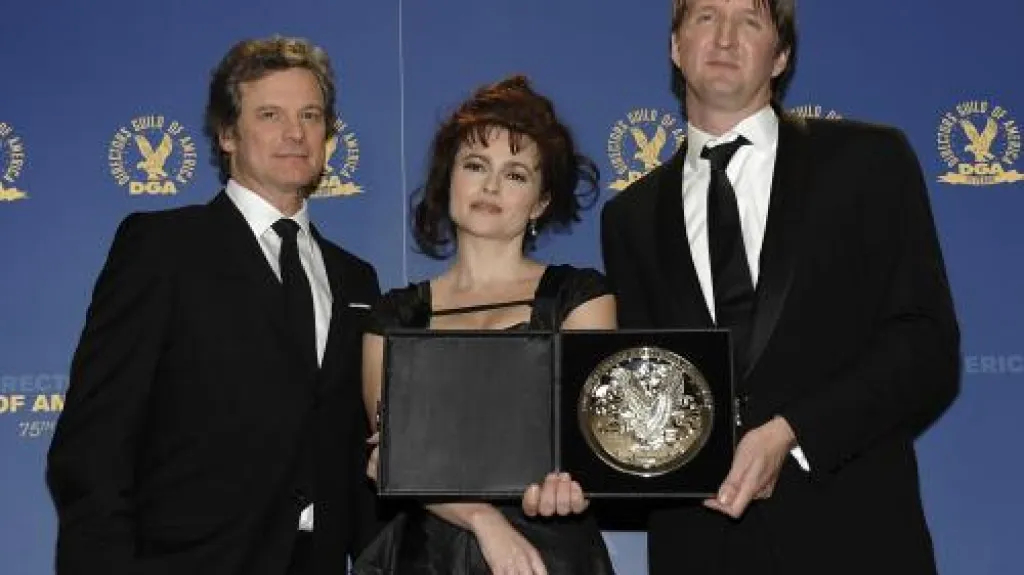 Colin Firth, Helena Bonhamová Carterová a Tom Hooper
