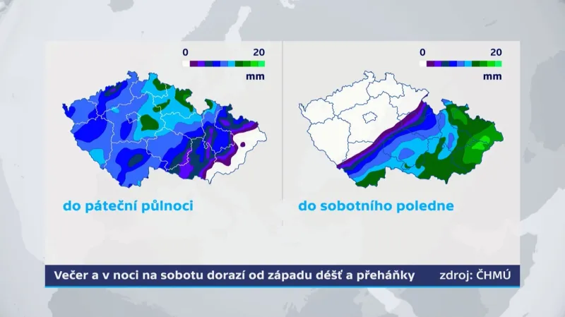 Večer dorazí déšť a přeháňky