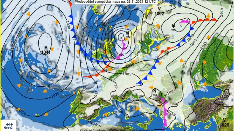 Předpověď povětrnostní situace na pátek
