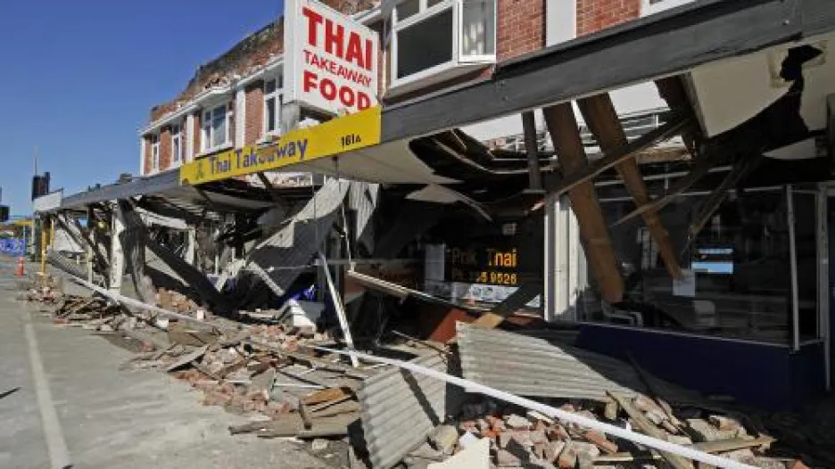 Škody po otřesech půdy ve městě Christchurch