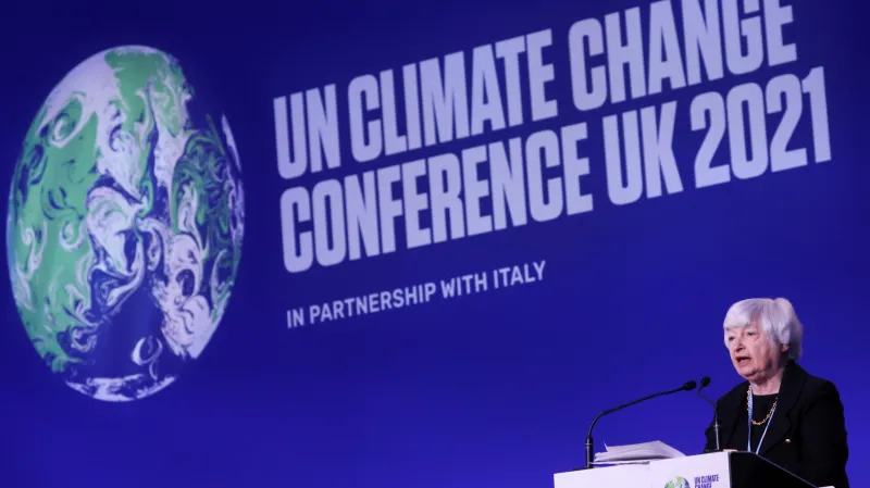 Janet Yellenová na konferenci v Glasgow