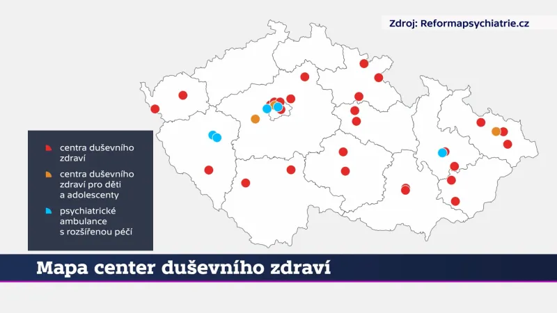 Mapa center duševního zdraví