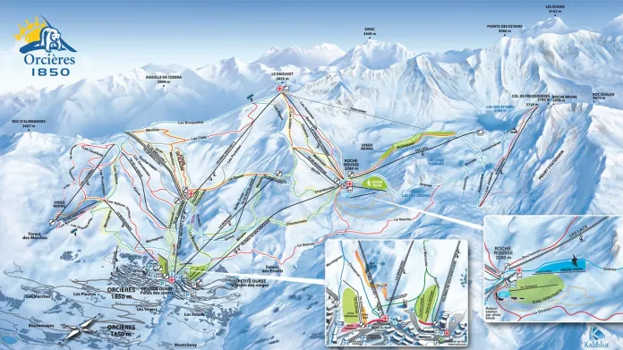 Plán lyžařského střediska Orciéres Merlette