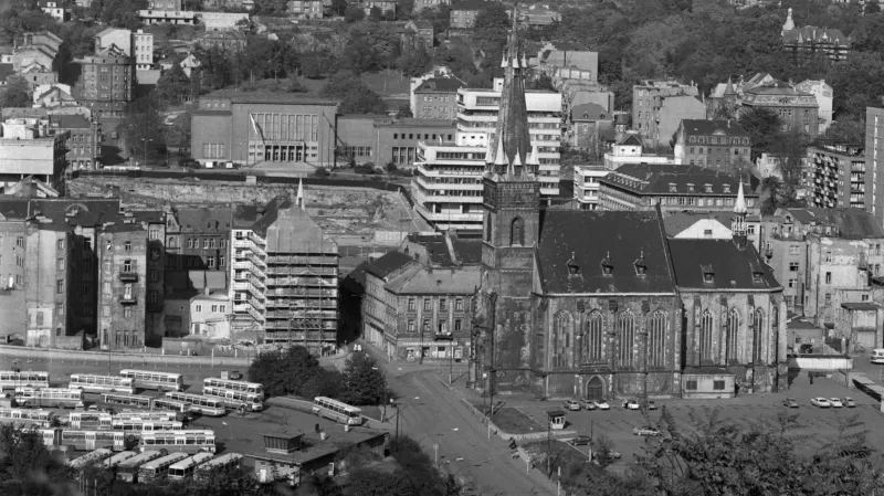 Centrum Ústí nad Labem v roce 1980 - v době vrcholících plošných demolic