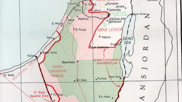 Mapa Izraele po příměří roku 1949