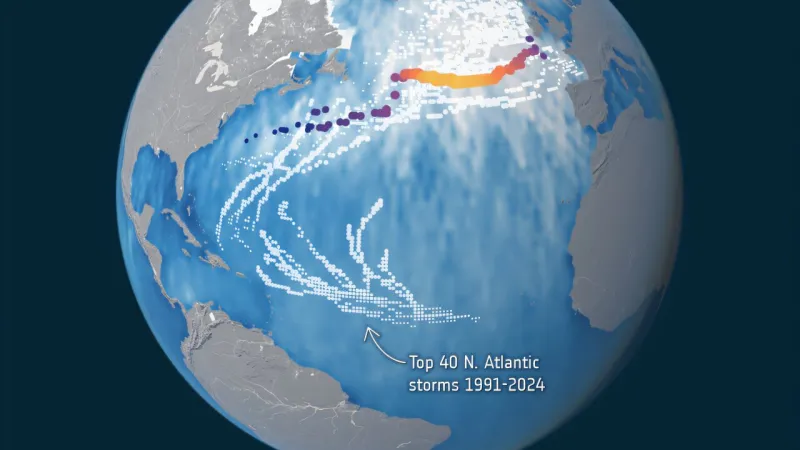 Vlna během bouře Hercules