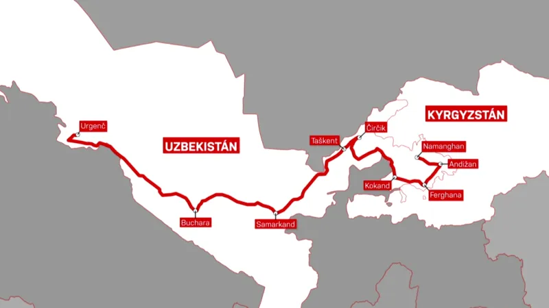 Mapa cesty českých badatelů