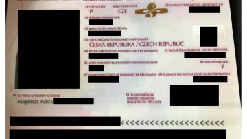 Anonymizovaný český cestovní pas