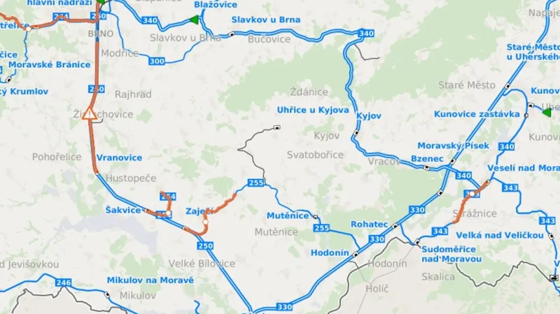 Mimořádná situace na železnici mezi Brnem a Břeclaví