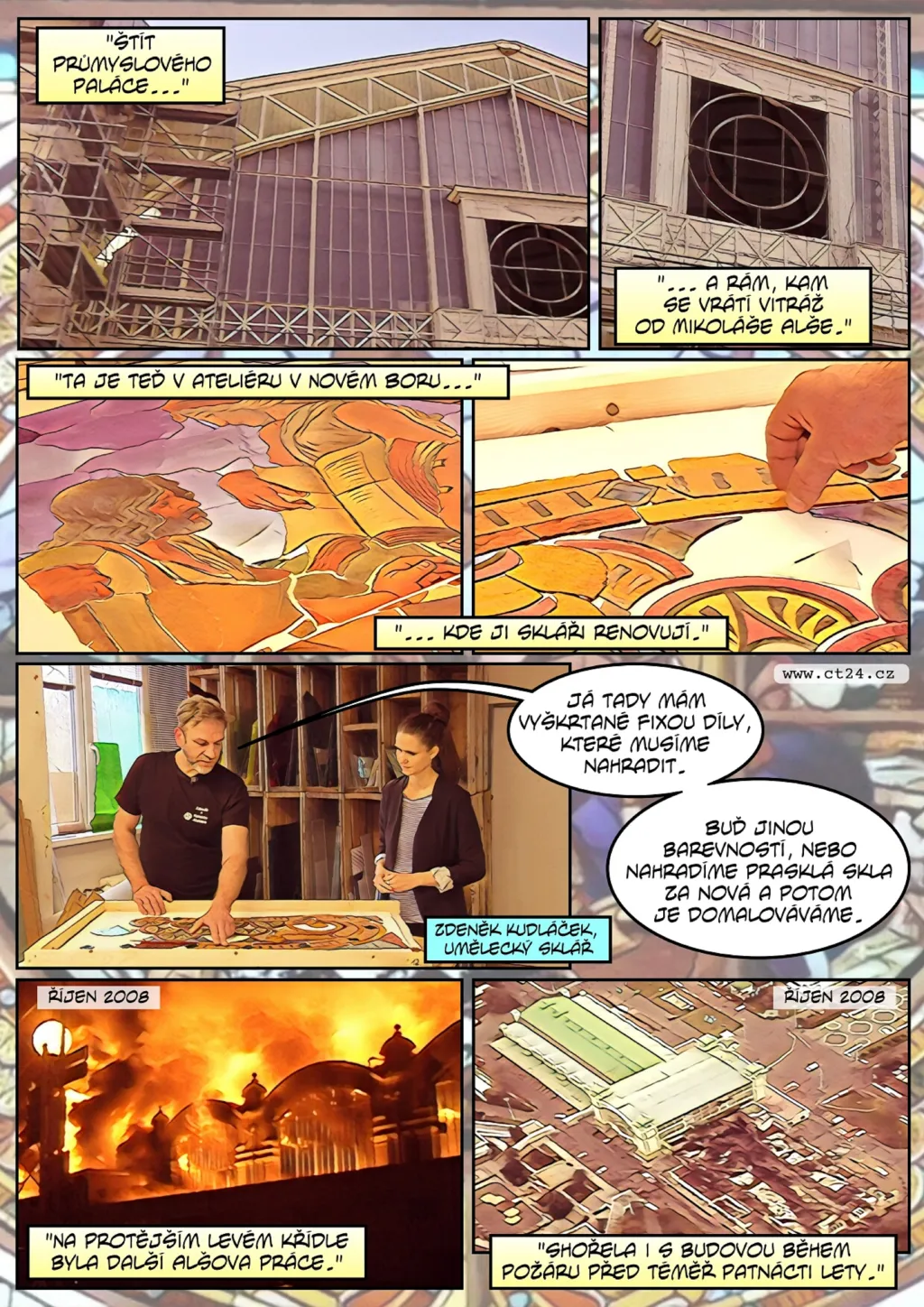 Skláři renovují Alšovy vitráže