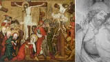 Mistr Rajhradského oltáře / Ukřižování z Nových Sadů (vlevo originál, vpravo podkresba detailu)