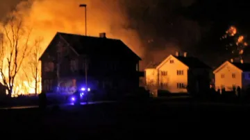 Požár v norském Lærdalsøyri