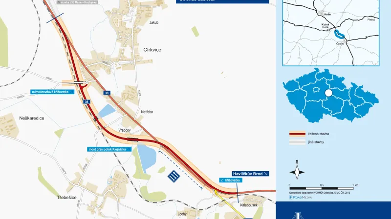Mapa obchvatu Církvice