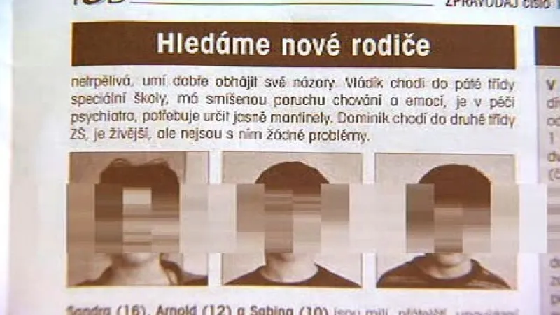 Inzerát na osvojení dětí