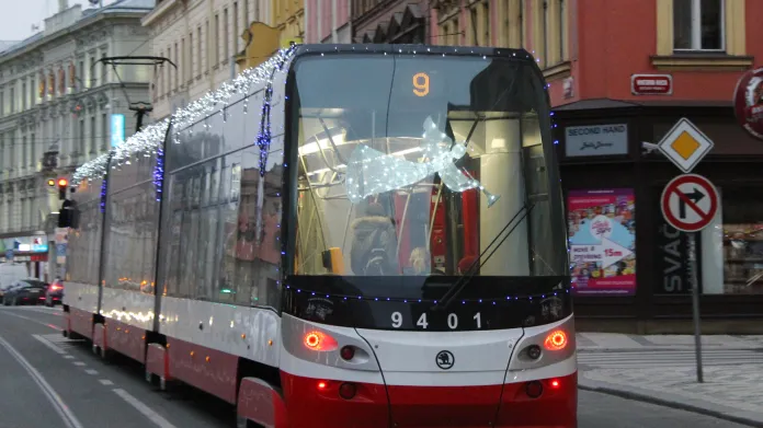 Pražská vánoční tramvaj v roce 2018
