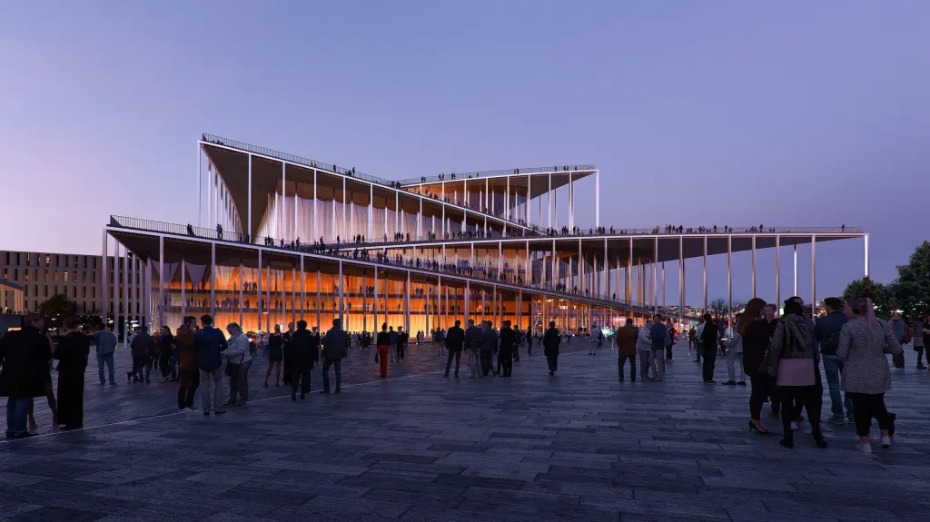 Vizualizace budovy nové filharmonie v Praze