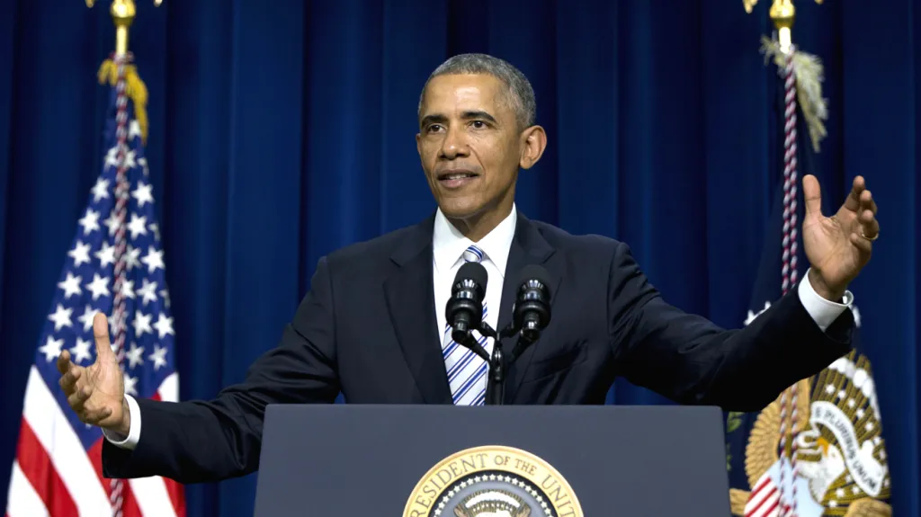 Barack Obama během projevu na protiteroristickém summitu