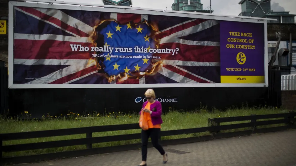 Plakát britské strany UKIP před evropskými volbami
