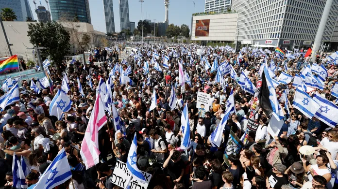 Protest proti soudní reformě v Tel Avivu