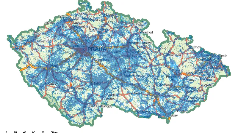 Mapa pokrytí mobilním signálem – T-Mobile