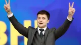 Volodymyr Zelenskyj v debatě na kyjevském stadionu
