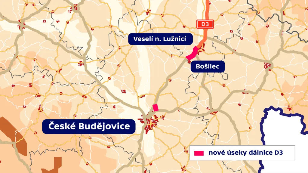Nové úseky dálnice D3