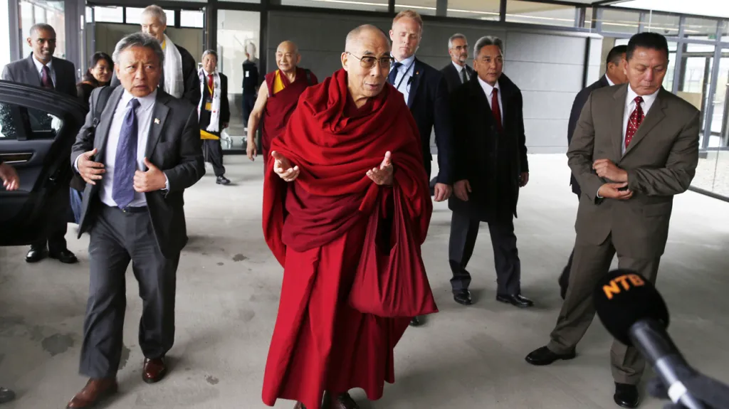 Tibetský dalajlama po příjezdu do Osla