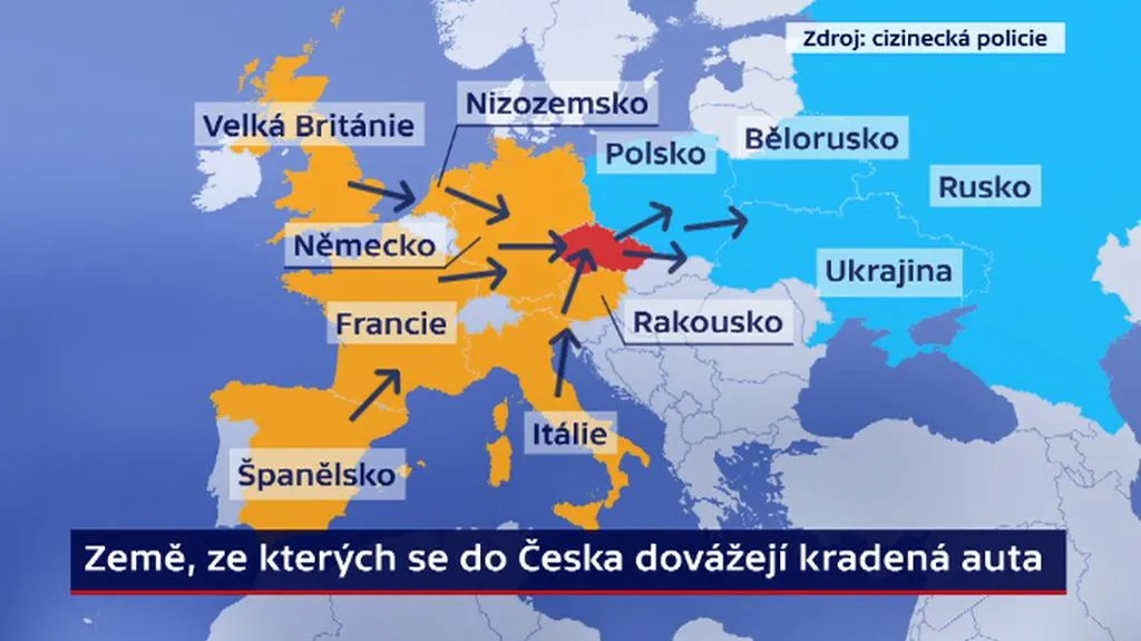 Země, ze kterých se k nám dovážejí kradená auta