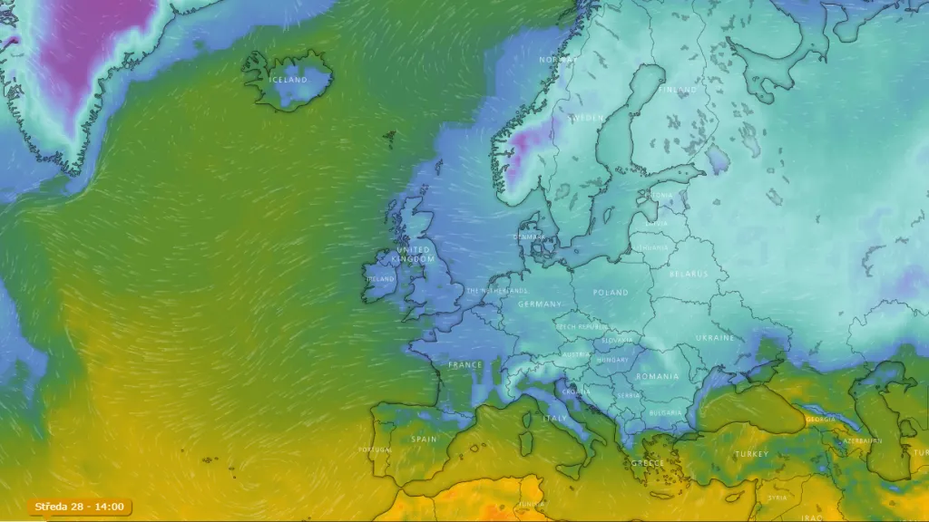 Zima nad Evropou, teplo nad Islandem