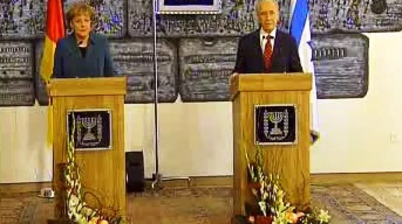 Angela Merkelová a Šimon Peres