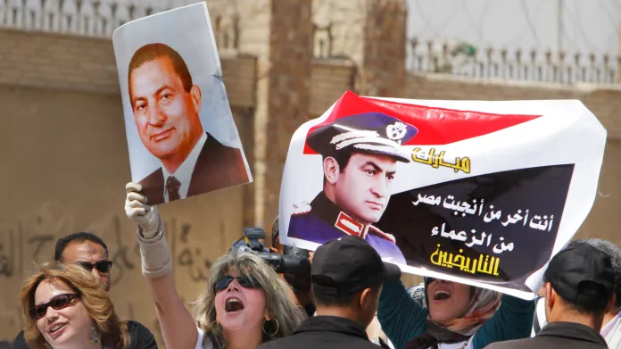 Demonstrace na podporu Husního Mubaraka