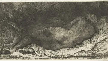 Rembrandt / Ležící ženský akt („La Négresse couchée“), 1658