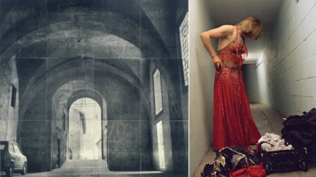 Fotografie Lorny Simpsonové (vlevo, 1995) a Ahlam Shibliové (2004-2006)