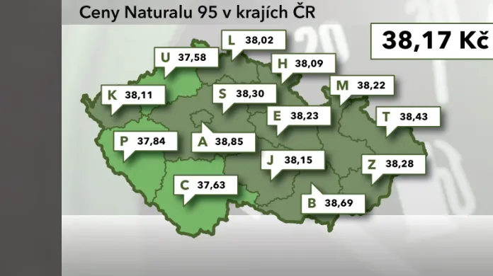 Cena Naturalu 95 v ČR ke 30. srpnu 2012