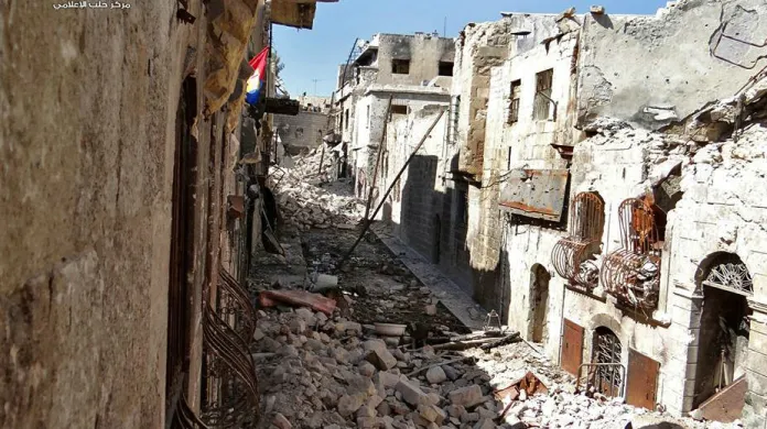 Boje v Sýrii - zničené Aleppo