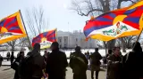 Tibetské vlajky před Bílým domem