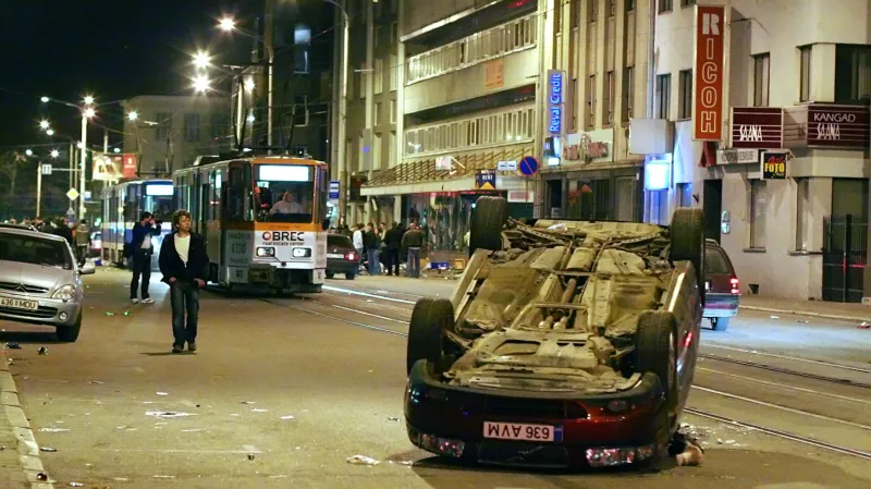 Následky nepokojů v Tallinnu 27. dubna 2007 ráno