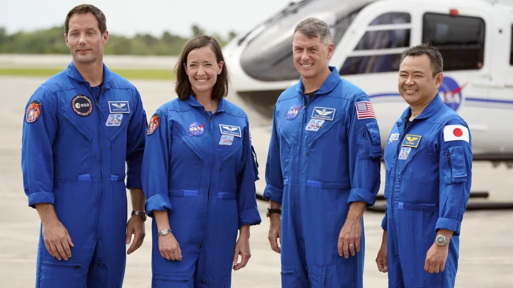 Crew Dragon Endeavour, zleva: Thomas Pesquet, Megan McArthurová, Shane Kimbrough, Akihiko Hošide