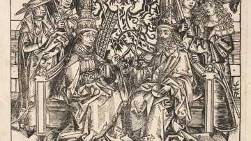 Michael Wolgemut a Wilhelm Pleydenwurf / Papež Pius II. a římský císař Friedrich III., 1493, dřevořez