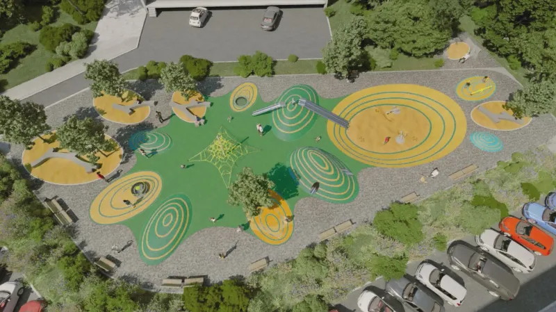 Vizualizace nového hřiště v Brně-Lesné