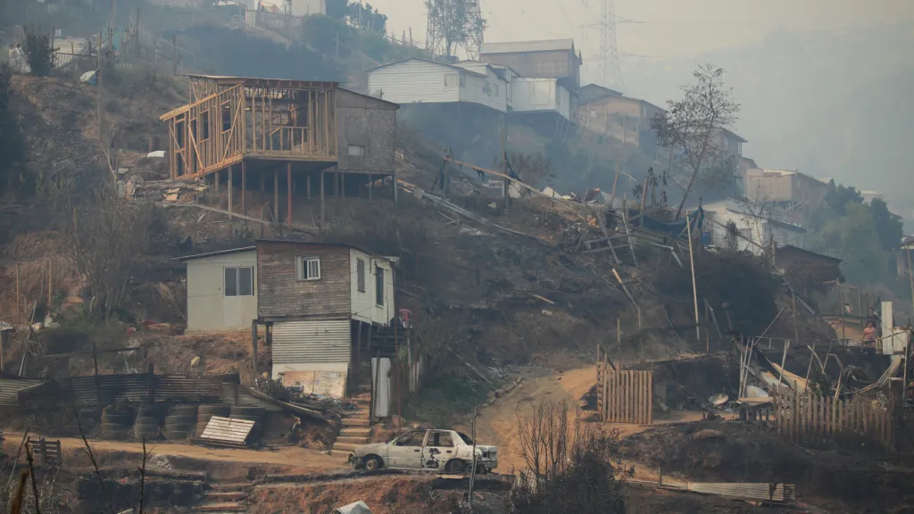 Následky ničivých požárů v chilské provincii Valparaíso (únor 2024)