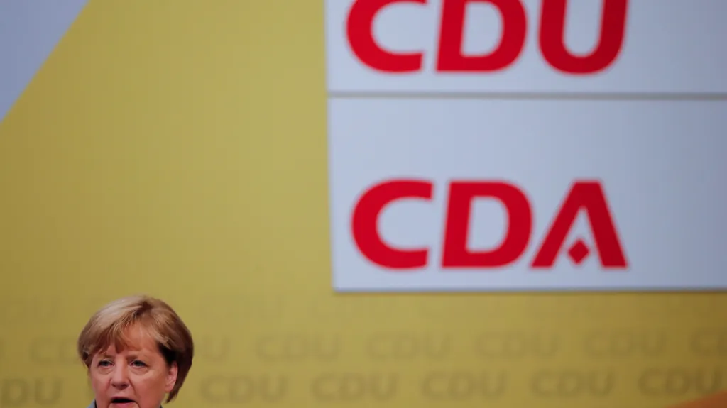 Angela Merkelová při projevu v Dortmundu