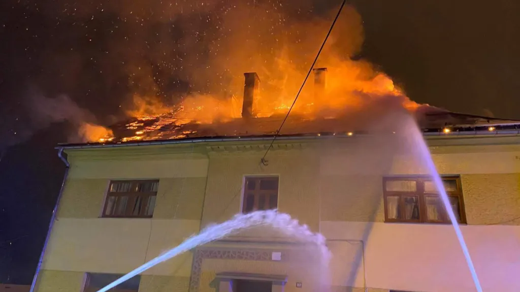 Požár domu v Moravském Berouně