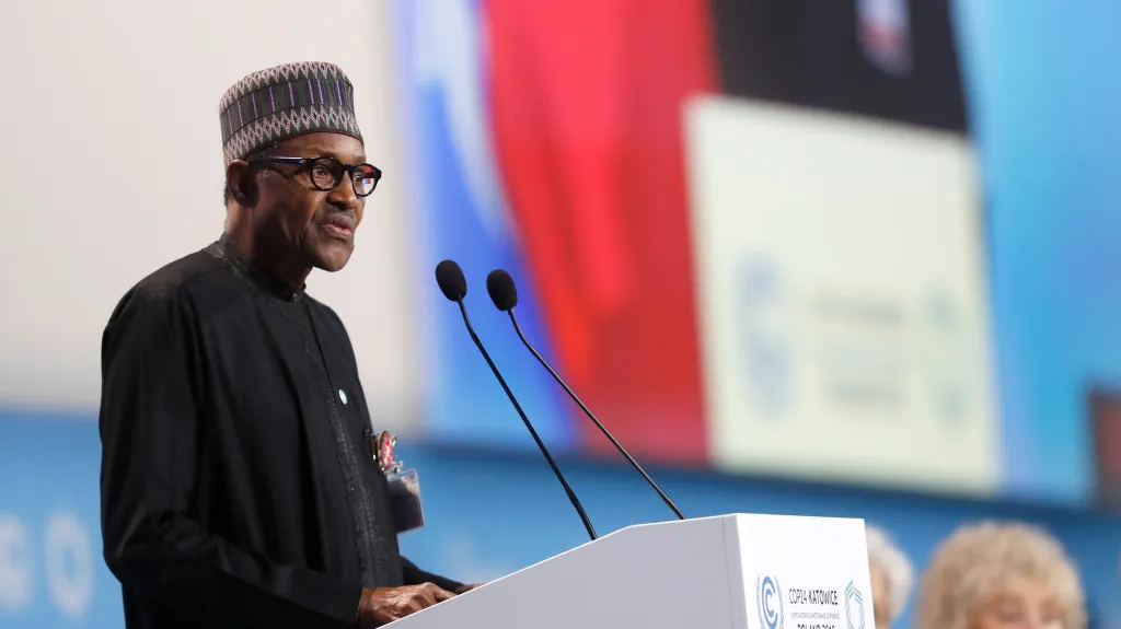 Nigerijský prezident Muhammadu Buhari na klimatické konferenci v Polsku