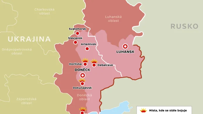 Místa, kde se na východní Ukrajině stále bojuje