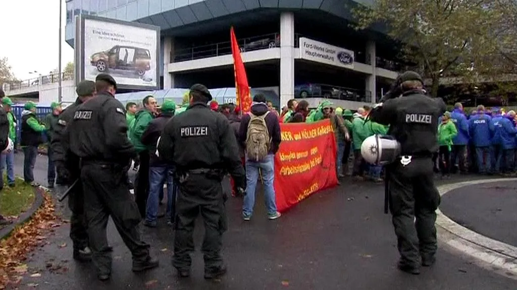 Demonstrace zaměstnanců Fordu